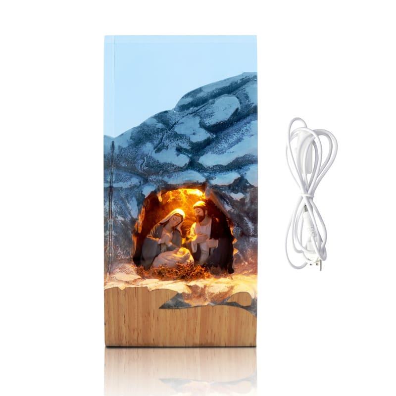 Nativity, jesus, wood carving, stone carving, epoxy resin lamp （ Best Gift 🎁 ）