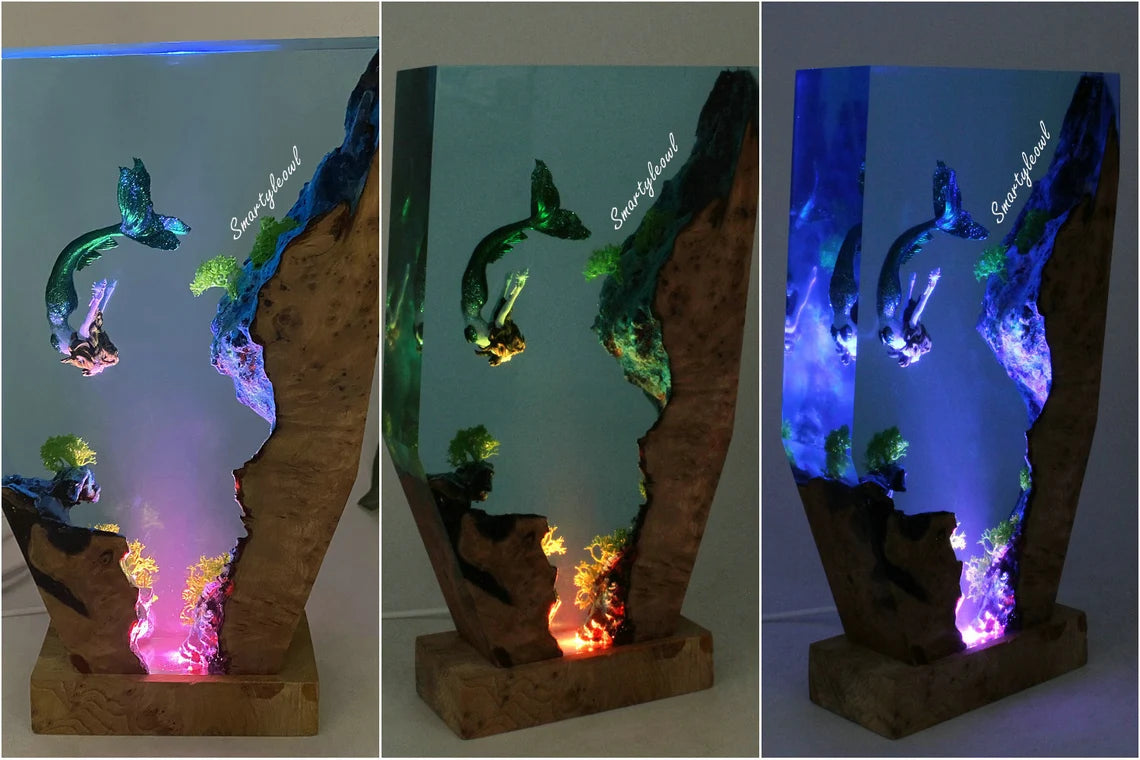 Mermaid Resin Lamp | Mermaid Resin Night Light | Mermaid Gifts | Mermaid Resin Figurines | Girls decor mermaid | Gifts for Valentine's Day（ Best Gift 🎁 ）