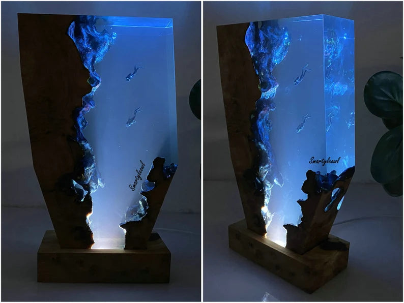 Scuba Diver Resin Lamp | Gifts for Scuba Diver | Epoxy Table Lamp | Decorative Lamp |Diver Resin Lamp| Ocean Night light | Gift for Him（ Best Gift 🎁 ）