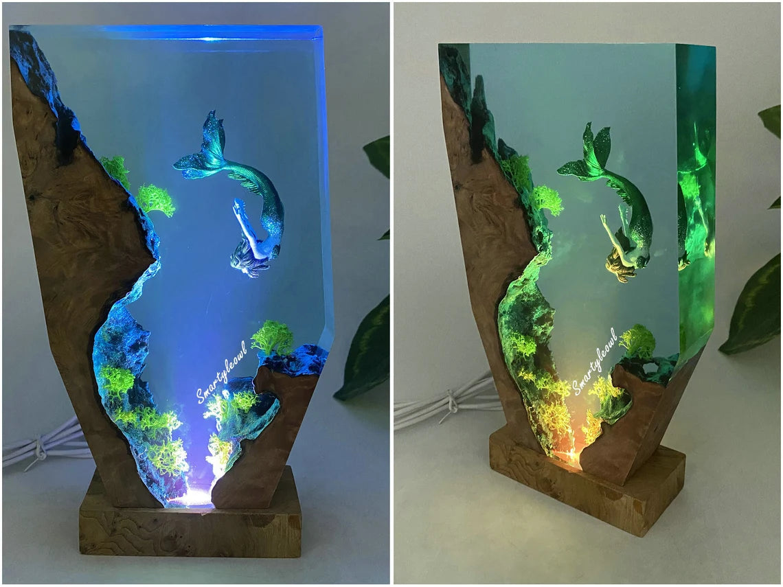 Mermaid Resin Lamp | Mermaid Resin Night Light | Mermaid Gifts | Mermaid Resin Figurines | Girls decor mermaid | Gifts for Valentine's Day（ Best Gift 🎁 ）