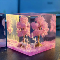 Sakura tree, deer, epoxy resin lamp （ Best Gift 🎁 ）