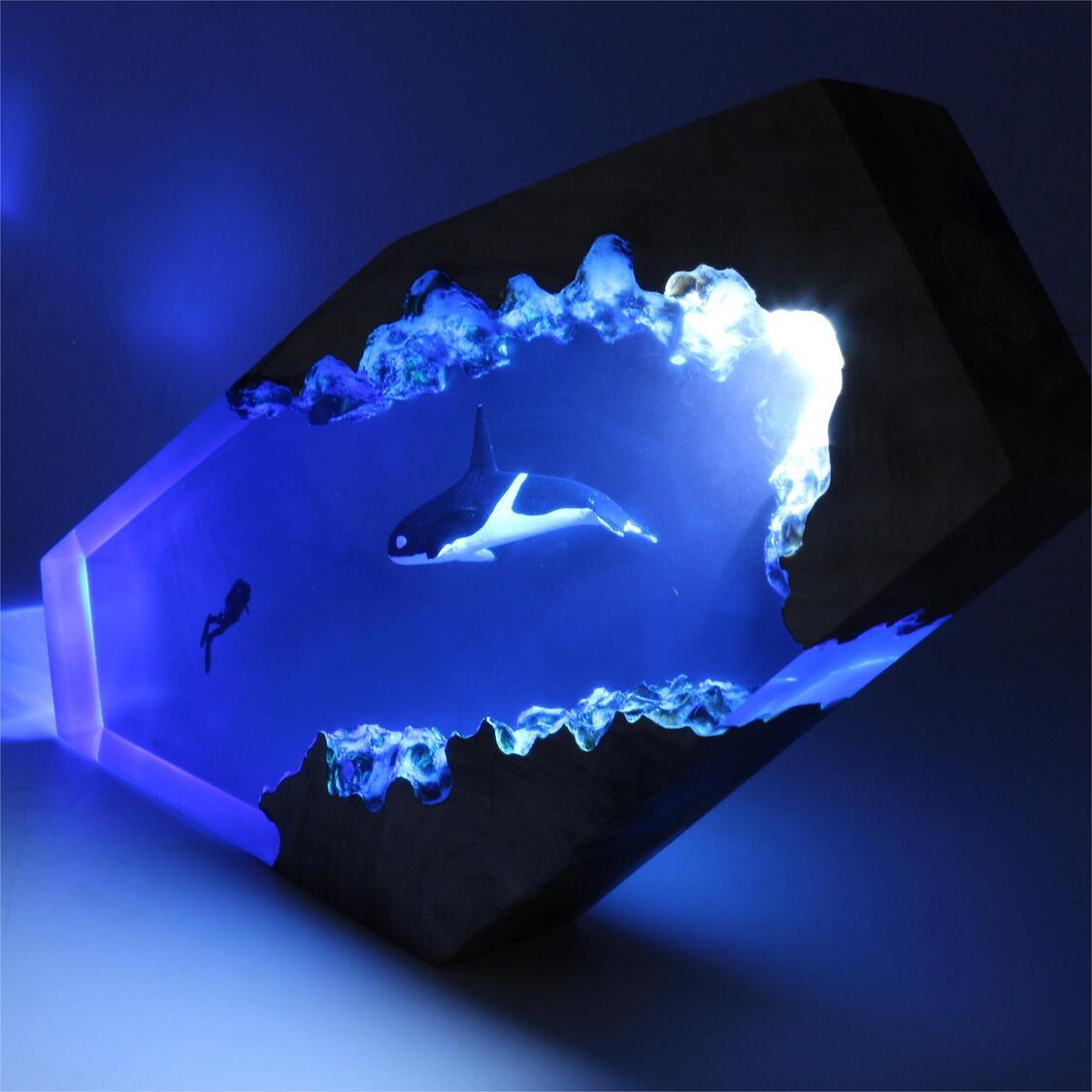 Killer Whale and  Diver Night Light （ Best Gift 🎁 ）